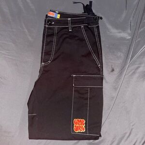 Empyre Loose Fit Embroidered Black Cargo Skate Pants